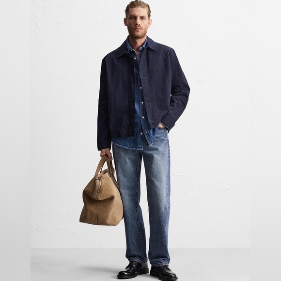 ZARA NEW Men's Indigo Blue Wax Effect Jacket, Size L - Picture 3 of 15